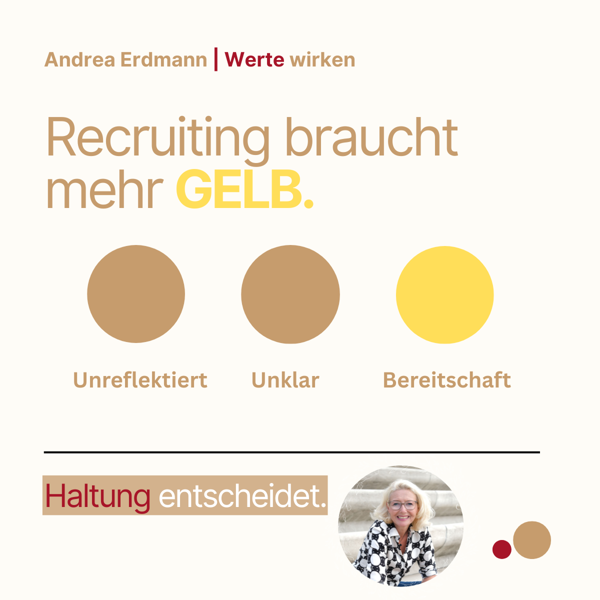 Grafik mit dem Begriff Recruitnig braucht mehr Gelb um zu verdeutlichen dass nur Bereitschaft zu Erfolg im Recruiting führt